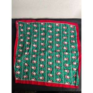 Christmas Santa Claus Bandana Scarf 100% Cotton Green Red Holiday Accessory